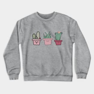 Cactus and Succulent Plant - Pink Planted Pots with Hearts Crewneck Sweatshirt